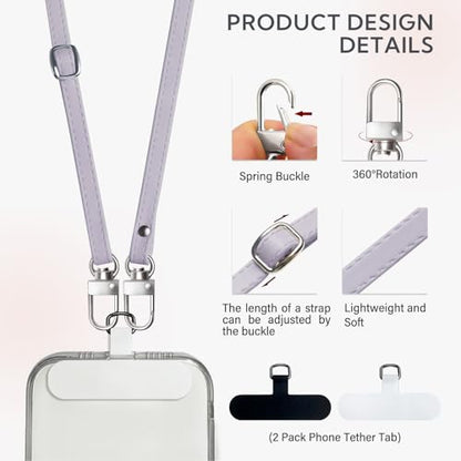 BFSD·DM Phone Crossbody Strap, Universal Crossbody Patch Phone Lanyards,Phone Lanyards for Around The Neck,Phone Strap,Compatible with Most Smartphones(Purple) - color: Purple
