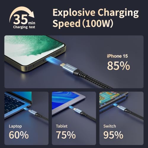 ZeroneTeck USB C Data Cable 20Gbps 3FT, USB C 3.2 Gen 2X2 4K@60Hz Video UHD - color: Black, size: 3FT, style: Straight