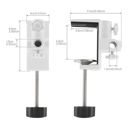 RTNLIT Desk Lamp Clamp, 1/2 inches 4 Hole Metal Table Mounting Clamp, White - color: White