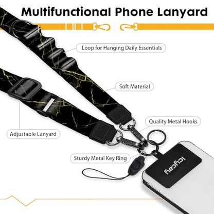 Icycay Phone Lanyard Crossbody Strap Neck Adjustable Teacher Women Marble - color: Marble Black