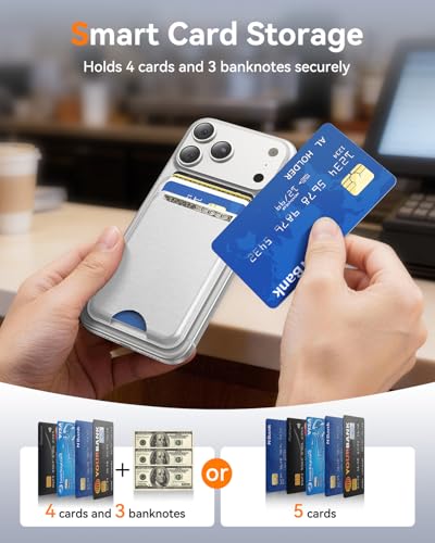 for MagSafe Wallet, 5 Card Holder, Slim Leather Magnetic Wallet for iPhone 17/16/15/14/13/12 Pro Max Plus Air Series, 1 Card Slots & 1 Cash Slot,White - color: White