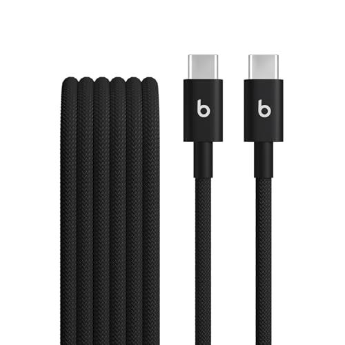 Beats USB-C to USB-C Woven Cable Fast Charging Durable/Tangle-Free Compatible Charger for Apple & Android Devices (1.5 m, 5 ft) - Bolt Black - color: Bolt Black, size: 5 ft, style: USB-C to USB-C