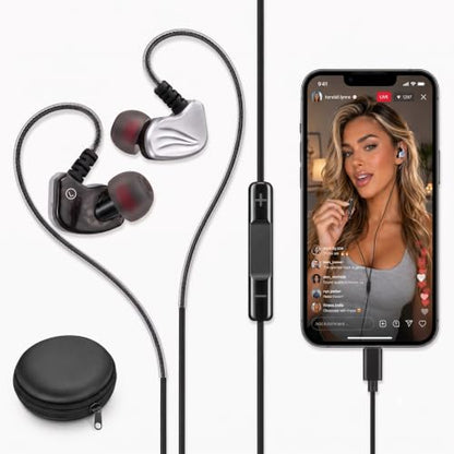 Online Karaoke Headset w/Mic & Voice Changer Sound Effects for TikTok Live - color: In-Ear (Black)