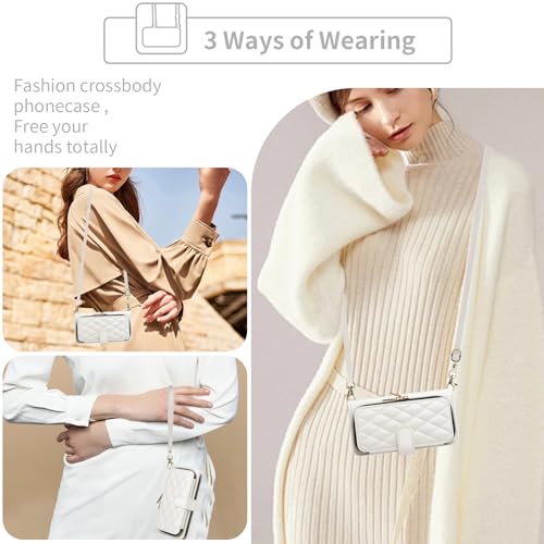 Wallet Case for Samsung Galaxy S21 5G 6.2 inch with Wrist Strap, 9+ Card Slots Zipper Purse, Luxury PU Leather Stand Full Body Accessories Cell Phone Cover for S 21 21S G5 Women Girls White | Girls, Wrist/Shoulder Strap, 9+ Card Slots Zipper Purse, Luxury