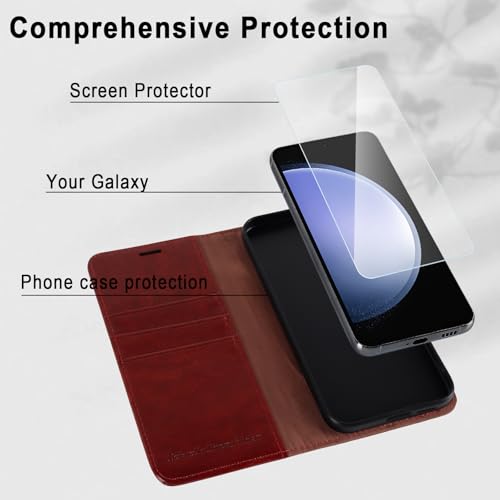 MONASAY Wallet Case for Samsung S23 FE with 3 Card Holders - Burgundy - color: Burgundy, size: Galaxy S23 FE