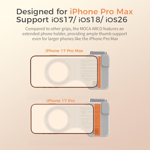COMITOK iPhone Pro Max Camera Grip MOCA ARCO with Case for iOS26, Compatible with iOS17/iOS18, Phone Camera Grip with Enhanced Handle & Anti-Drop Detachable Remote for Easy Shooting, YouTube, Tiktok - style: MOCA ARCO Pro Edition