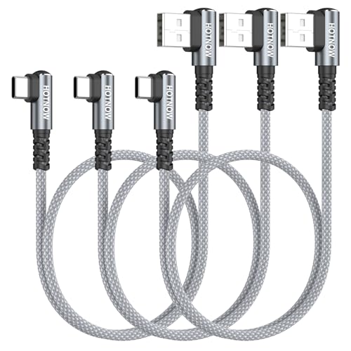 Short Right Angle USB C Cable 1.5FT 3Pack, USB to USB C Cable 90 Degree - color: Grey+White, size: 1.5FT