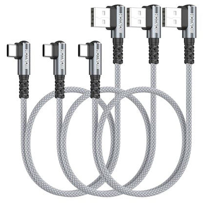 Short Right Angle USB C Cable 1.5FT 3Pack, USB to USB C Cable 90 Degree - color: Grey+White, size: 1.5FT