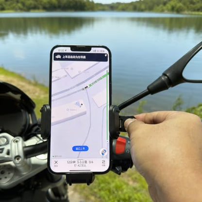Anti-Vibration Motorcycle Phone Mount with Anti-Theft Lock, Bike Phone Holder Fits 4.7-7.2" Phones for Motorcycle, Bicycle, Scooter, ATV