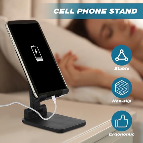 Wonderjune 12 Pcs Cell Phone Stand Adjustable Holder for Desk, White,Black