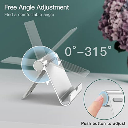 JETech Foldable Tablet Stand for 4-11" Tablets and Phones, Silver - color: Silver