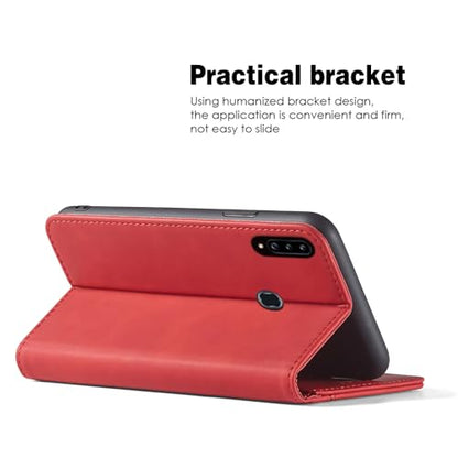 Asuwish Flip Wallet Phone Case for Samsung Galaxy A20s with Tempered Glass Screen Protector Magnetic Closure Folio Cover Credit Card Holder Slot Stand Cell Accessories A 20s Plus A207M Women Red - color: Red