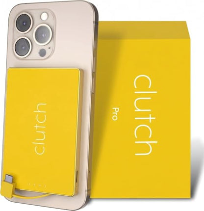 Clutch - Pro USB-C Portable Charger - Compatible with iPhone 15, 16, 17 & Android Devices - Power Bank Magnetic Battery - TSA Travel Approved - USB Rechargeable - Built-in Cable - 5000 mAh - 3.7oz - color: Yellow