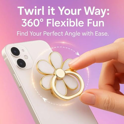 NXVX Phone Ring Holder, White 360° Rotating Finger Grip & Kickstand - color: White