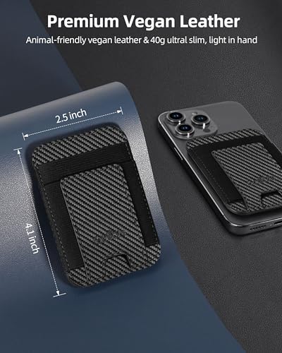 Phone Card Holder, Leather Phone Wallet Stick On, Fit 7 Cards | RFID Blocking, Adhesive Card Holder Back of Phone, Credit Card Holder for Phone Case iPhone, Samsung, Black Carbon Fiber - color: Black Carbon Fiber