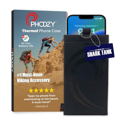 PHOOZY Apollo II Thermal Phone Case with NASA-Derived Technology - Extends Battery Life 4X in Hot or Cold Weather - Military Grade 8-Foot Drop Protection Insulated Pouch - Medium Black - color: Apollo II Blackout, size: MEDIUM