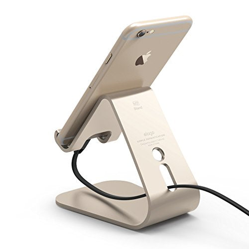 elago® M2 Stand [Champagne Gold] - [Premium Aluminum][Angled for Video Calls][Cable Management] - for all iPhones, Galaxy, and other Smartphones - color: Champagne Gold