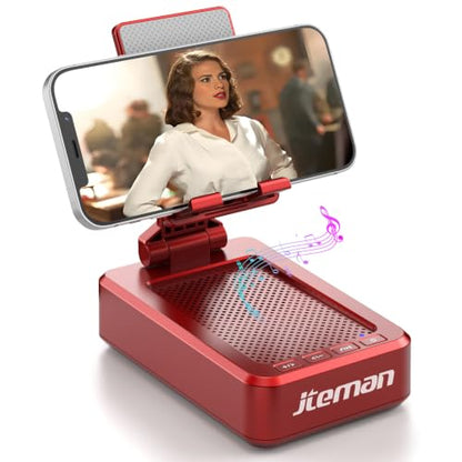 JTEMAN Bluetooth Speaker with Cell Phone Stand,Gifts for Men Tech Gadgets - color: Red