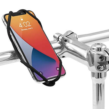 Bone Bike Tie 4, Bike Cell Phone Mount for Handlebar, Scratch-Free Silicone Holder with Anti-Slip Design, Universal Cycling Phone Holder Compatible with Most Smartphones (Black - Handlebar) - color: Bike Tie 4 - Black