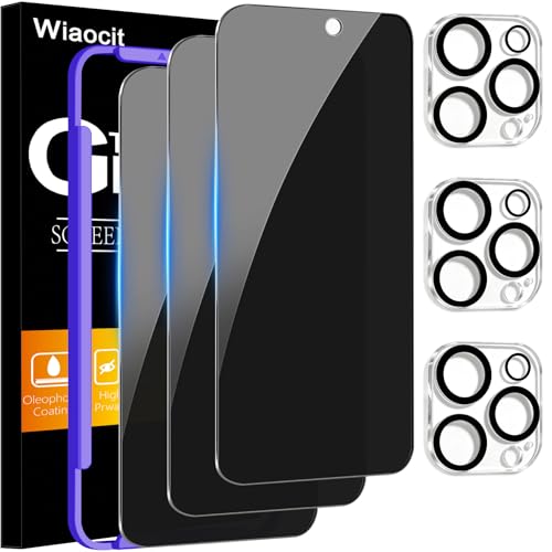 Wiaocit Tempered Glass Privacy Screen Protector for iPhone 15 Pro - size: iPhone 15 Pro-6.1 Inch