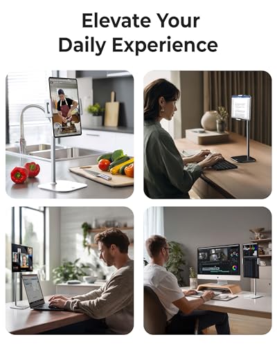 COOPER TabStand 20" Tall iPad Stand for Desk, Portable Monitor Stand Holder - color: B - White