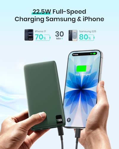A ADDTOP Power Bank 20000mAh PD 22.5W Fast Charging Portable Charger - color: Green