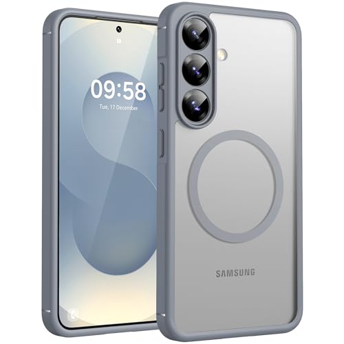 TOCOL for Samsung Galaxy S25 Case, Compatible with MagSafe, Gray | Built-in Magnets, Full Camera & Military-Grade Protection, Anti-Slip Shockproof Slim Translucent Matte Back Phone Cover - color: Gray, size: Galaxy S25