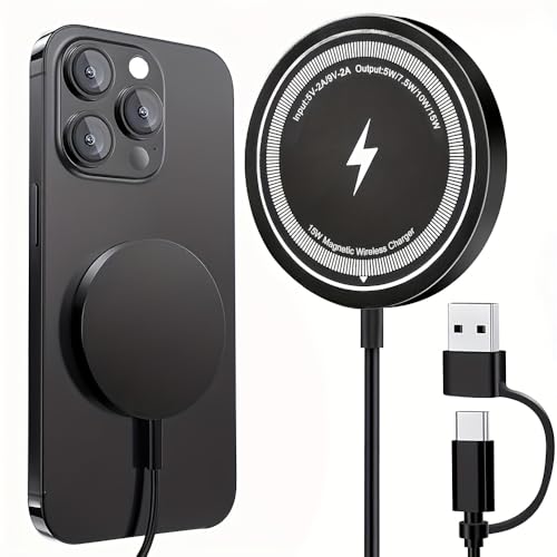 15W Magnetic Wireless Charger, Fast Wireless Charging Pad Compatible with Magnetic Cases, Universal for Smartphones - color: Black, size: 3Pack