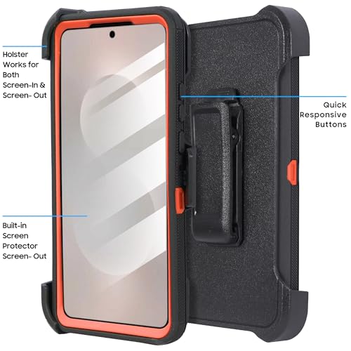 Compatible for Samsung S26 Rugged Case with Belt Clip Holster & Built-in Screen Protector, Heavy-Duty Full-Body Shockproof Cover, Military-Grade Protective Phone Case (Deer) - color: Deer