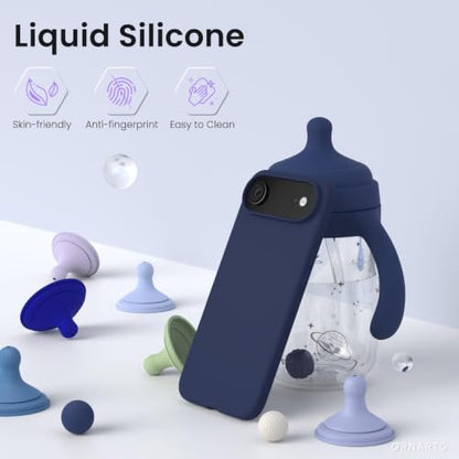 ORNARTO for iPhone Air Case 6.5", Slim Liquid Silicone 3 Layers Soft Gel Rubber Shockproof Protective Cover with Anti-Scratch Microfiber Lining-Navy Blue - color: Navy Blue