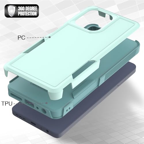 for Motorola Moto G Power 2026 / Moto G Power 2025 Case: Dual Layer Protective Heavy Duty Cell Phone Cover Shockproof Rugged with HD Screen Protector Military Protection Bumper Tough, Mint Green - color: Mint Green (PC) + Mint Green (TPU)