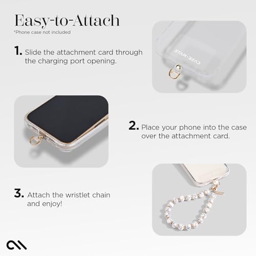 Case-Mate Phone Charm Wrist Strap with Beaded Marble - White Marble | Detachable Anti-Theft Phone Strap - Hands-Free iPhone Wrist Strap for Women - Phone Chain Wristlet for Galaxy, Pixel & More - color: White Marble