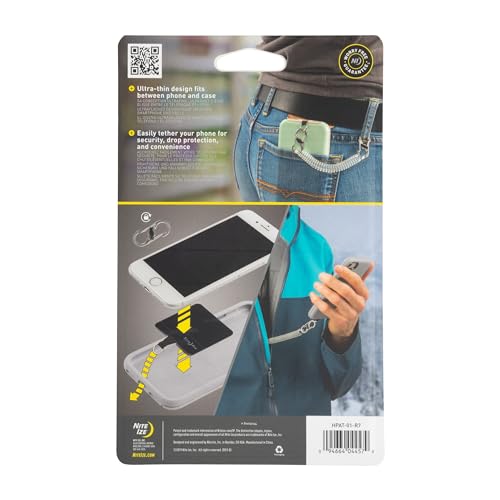 Nite Ize Hitch Phone Anchor & Tether - Durable, Coiled Phone Tether for Everyday & Outdoor Use - Adventure-Proof Design for Drop & Theft Protection - Compatible with Corded & Wireless Charging