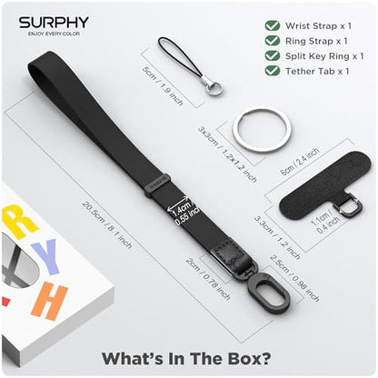 SURPHY Phone Wrist Strap, Keychain Wristlet, Wrist Lanyard with Tether Tab - color: Black