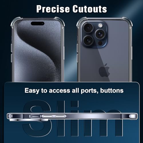 5 in 1 Clear Case for iPhone 15 6.1-Inch, with 2 Screen Protector and 2 Camera Lens Protector, 9H Edge Protection Tempered Glass Film, Shockproof Drop Transparent Protection Cover - size: iPhone 15