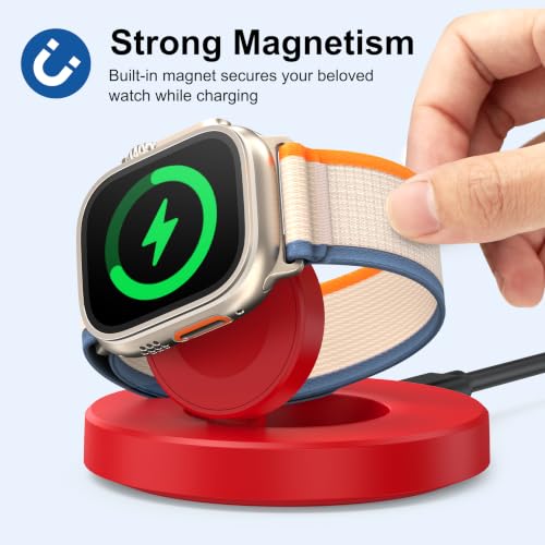 Upgraded for Apple Watch Charger, Foldable Travel Fast Charging Dock - color: Red, size: USB A
