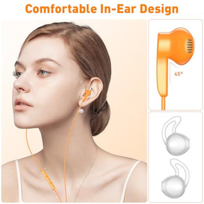 USB C Headphones Magnetic Wired Earbuds with Mic Volume Control 4ft Orange - color: Orange