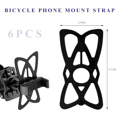 6 PCS Motorcycle Phone Mount Tether, Elastic Silicone Cellphone Holder X-Web Grip Security Band, Nonslip Smart Phone Handlebar Strap for Motorcycles Bikes Scooters - color: 6 PCS