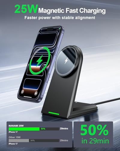NANAMI 25W Magnetic Wireless Charger Stand, Fast Phone Charger for Magsafe - color: Black