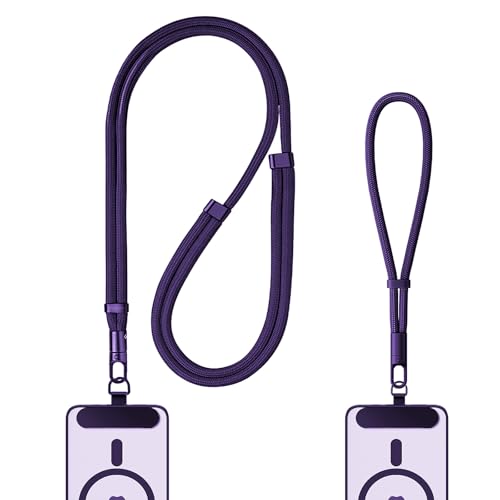 Shugahn Phone Lanyard 2 Pack - Anti-Theft Adjustable Cell Phone Crossbody Neck & Wrist Strap with 2 Metal Tabs, Secure Fit for Most phone Cases, (Fits iPhone/Samsung/Google) - color: Dark Purple
