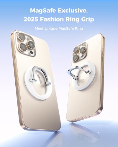 SUPERONE MagSafe Phone Grip, Magnetic Phone Ring Holder & Adjustable Stand - color: White