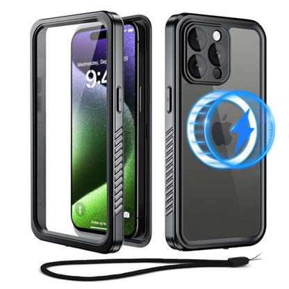 Beeasy for iPhone 15 Pro Waterproof Case with Magsafe, IP68 Underwater Military Grade, Phone Case with Shockproof, Dustproof, Rugged 360 Full Body Protection Cover with Built-in Screen Protector - size: iPhone 15 Pro (6.1")