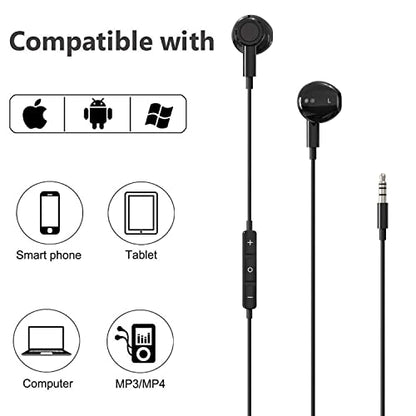 BENEWY in-Ear Headphones, 3.5mm Earphones Wired Earbuds with Microphone - color: Black