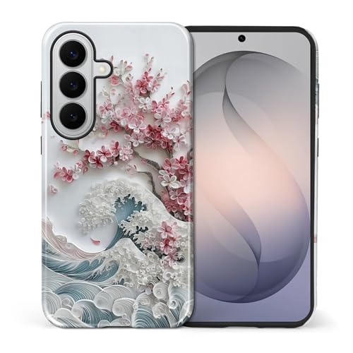 for Samsung Galaxy S26 Plus Case,Dual-Layer Hard Shell + Silicone Phone Cover,Full Body Protection Shockproof Case for Samsung Galaxy S26 Plus-Blossoming Sakura Wave - color: Blossoming Sakura Wave, size: Samsung Galaxy S26 Plus