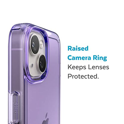 Speck Clear iPhone 15 Plus & 14 Plus Case Drop Protection, Scratch Resistant Dual Layer Slim Phone Case for 6.7 Inch iPhones - Anti-Yellowing & Anti-Fade Case - Amethyst Purple GemShell - color: Amethyst Purple/Clear
