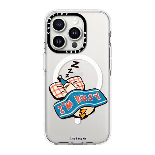 CASETiFY for iPhone 15 Pro Case - Impact Clear Compatible with MagSafe | Not Yellowing | 6.6 ft. 3X Military Grade Drop Protection | I'm so busy | Clear - color: I'm so busy, size: Iphone 15 Pro (6.1")