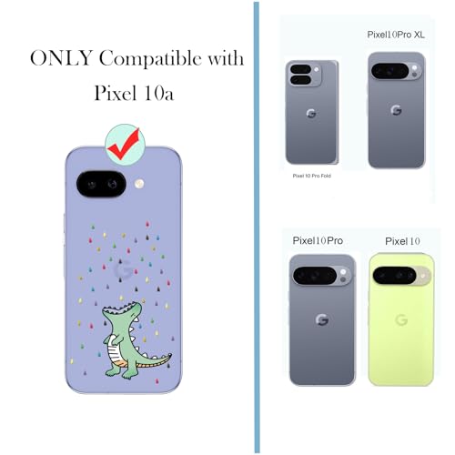 Unov for Pixel 10a Case, Clear with Design, Slim Fit Good Grip, Embossed Phone Case, Shockproof Protective Cover, Raised Camera Protection, Soft TPU, Rainbow Dinosaur - color: Rainbow Dinosaur