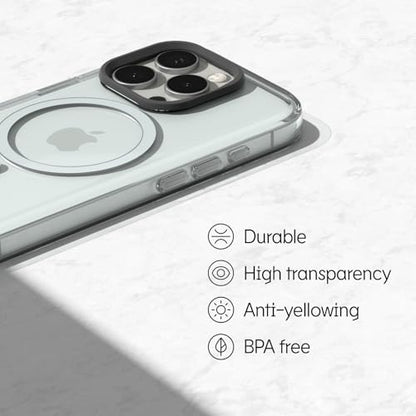 RhinoShield Clear MagSafe Compatible Case for iPhone 16 | Strong Magnetic, Anti-Yellowing, Transparent, High Clarity, Shockproof, Military Grade Drop Protection - color: Black Camera Ring, size: iPhone 16 - Camera Control Button