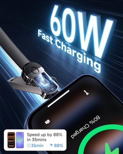 6-in-1 Keychain Charging Cable, Travel Essentials 60W PD Fast Charging Multi Charger Cable with USB-C, USB-A, L & Micro USB, Portable Magnetic Charger Cord for iPhone,iPad,MacBook,Cruise Accessories