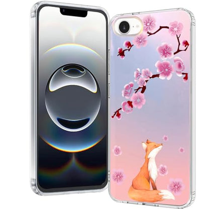 for iPhone 17e & 16e Case: Slim Clear Matte Cute Flowers Floral Design for Girls Women Military Grade Drop Protection TPU Bumper Shockproof Cherry Blossom Silicone Phone Cover (Lucky Fox) - color: Lucky Fox